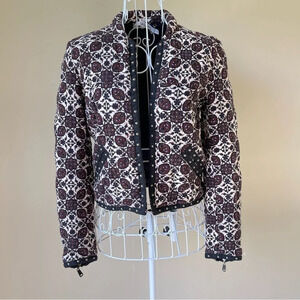 Maria Cher quilted beaded short evening jacket open front with pocket size 0